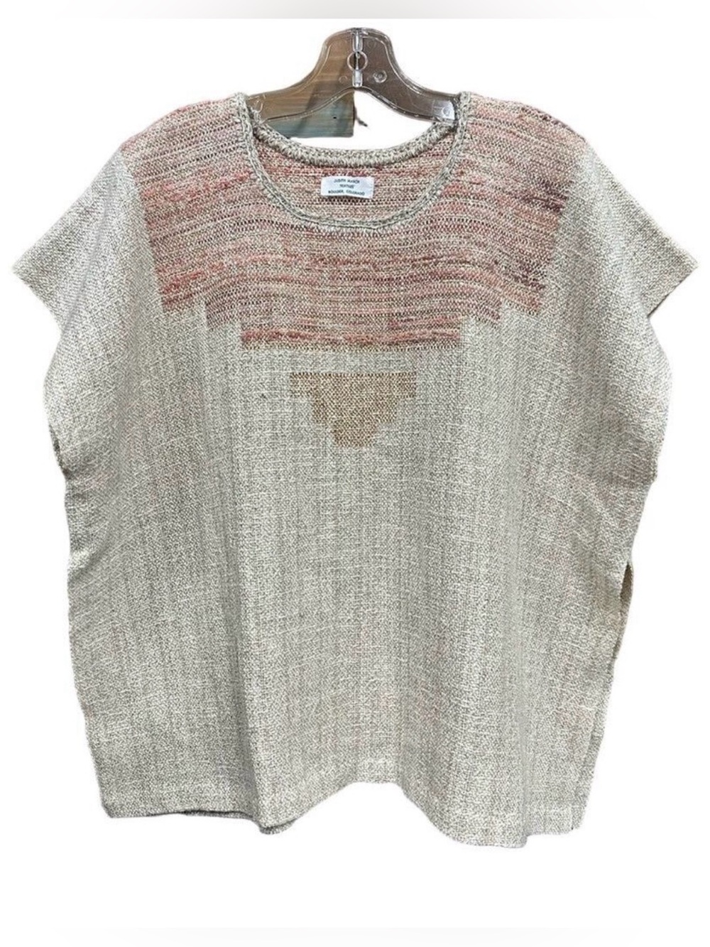 Handwoven tunic womens vest One Size neutral oatmeal metallic Artisan